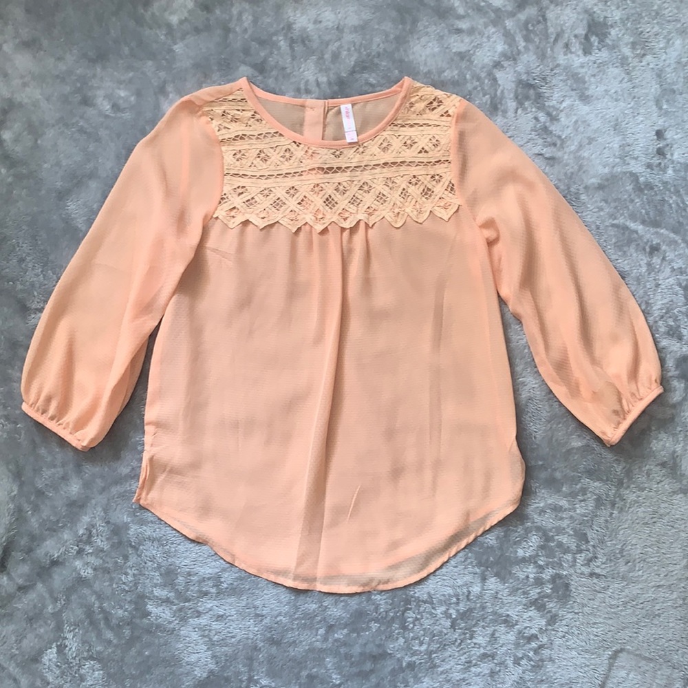 Xhilaration Peach Boho 3/4 Sleeve Top